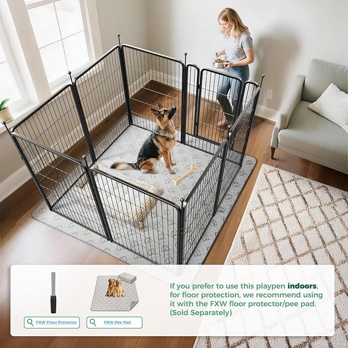 FXW Rollick Unleashed Dog Playpen for Indoor, Yard, RV Camping, 40 inch 8 Panels for Medium and Large Dogs, Black│Patented