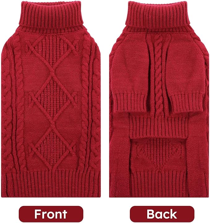 ASENKU Knitted Dog Sweater, Pullover Big Thermal Dog Winter Sweater, Turtleneck Doggy Sweaters for Large Medium Dogs Boy Girl,Warm Pet Sweatshirt for Labrador,Golden Retriever,2XL