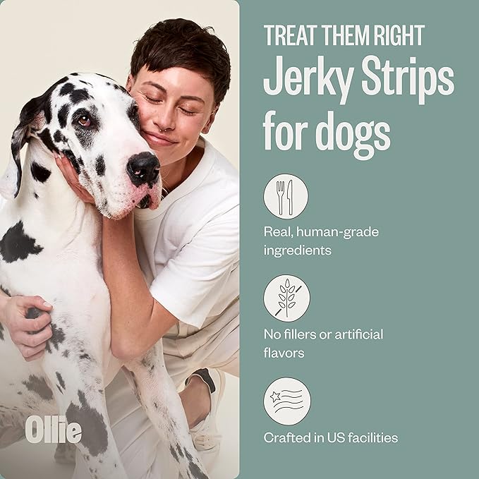 Ollie Chicken and Apple Jerky Dog Treats, 5 oz Pack of 1, All Natural, Healthy Snacks, Made with Real Meat, Human Grade, for Dogs