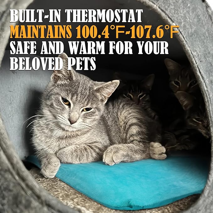PETNF Outdoor Pet Heating Pad for Cats Dogs Waterproof Cat Warming Pad Outdoor Outside Safe Electric Heating Pad for Feral Cat House Heated Dog Bed Mat 20"X16"