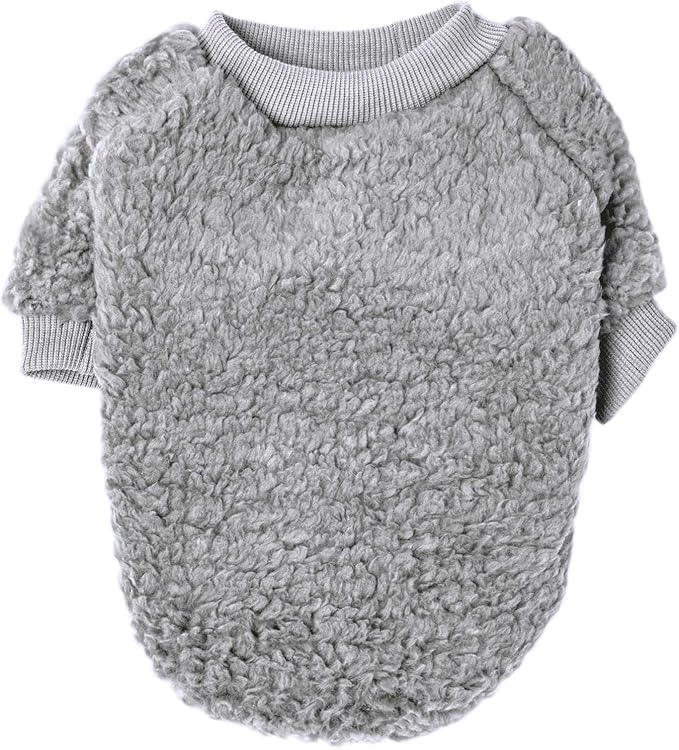 Dog Sweaters Clothes Coat for Small Dogs Boy or Girl Cat Puppy Coat Sweatshirts Soft Warm Fluffy Winter Jacket Apparels (Grey,Light Blue, X-Small)