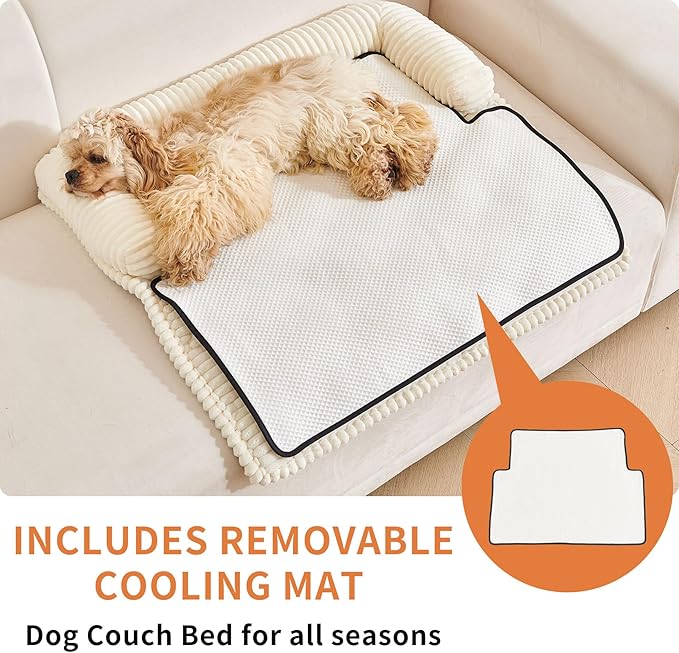 HAOMAIJIA Dog Couch Bed for Large Dogs, Non Slip Pet Couch Covers for Sofa Thick Soft Washable Dog Couch Cover Protector All Seasons Universal Dogs and Cats Bed Mat (Off White, X-Large)