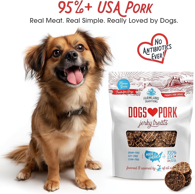 Farmland Traditions New Filler Free Dogs Love Pork Premium Jerky Treats for Dogs 2.5 Pound (Pack of 1).
