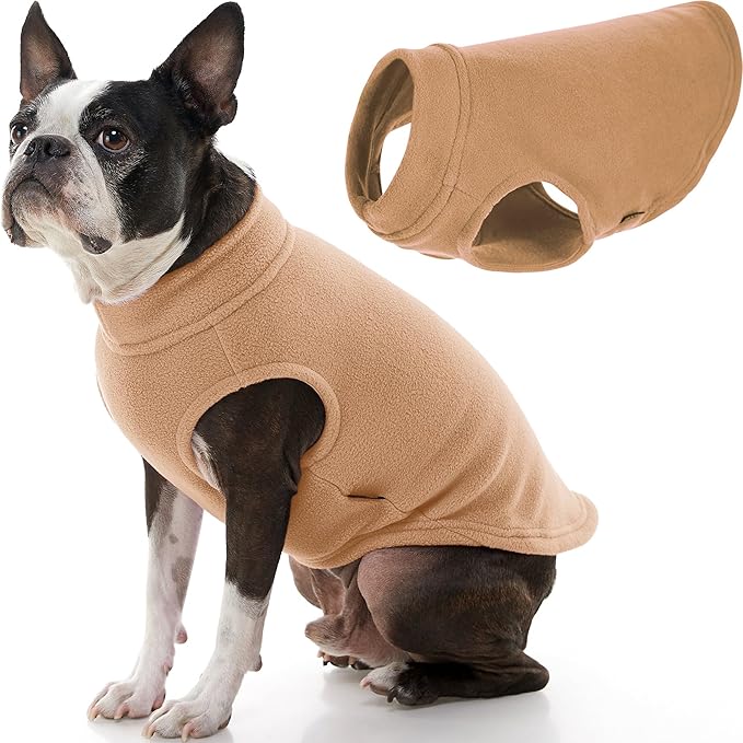 Gooby - Stretch Fleece Vest, Pullover Fleece Vest Jacket Sweater for Dogs, Sand, Large