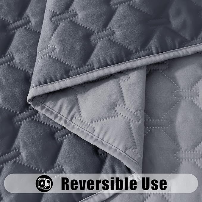 Smiry Waterproof Dog Bed Cover Blanket, Soft Reversible Pet Blanket, Washable Leakproof Cats Dogs Couch Cover for Sofa, Couch, Furniture, Plaid (82x120 Inch, Grey/Dark Grey)