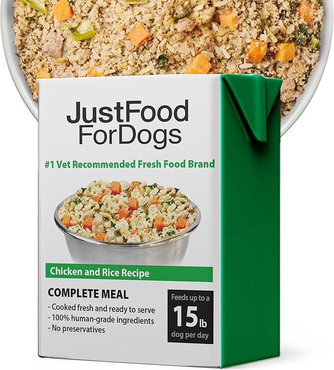 JustFoodForDogs Pantry Fresh Wet Dog Food, Complete Meal or Topper, Chicken & White Rice Human Grade Recipe - 12.5 oz (Pack of 6)