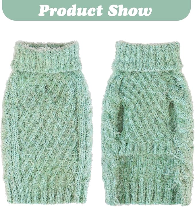 Turtleneck Small Dog Sweaters - Classic Cable Knitwear Winter Coat for Small Medium Dogs Male Female Puppy Dog Cold Weather Clothes Girls Boys, Green, M