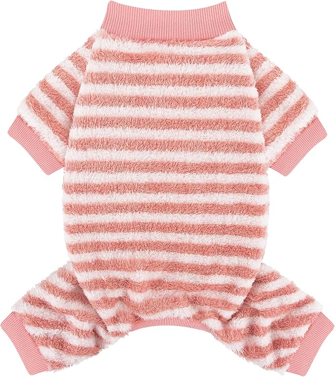 XPUDAC Stripe Dog Sweater Fleece Dog Pajamas Winter Pet Clothes for Small Medium Dogs Girl Boy Doggy Apparel for Cold Weather, 2XL
