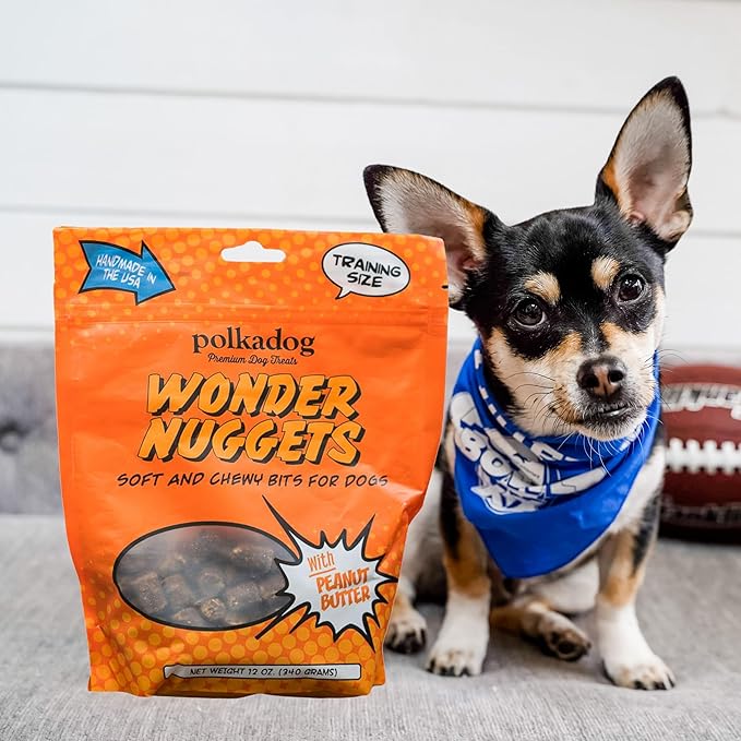 Polkadog Wonder Nuggets – Soft & Chewy Dog Treats with Peanut Butter – Healthy, Limited Ingredient Training Treats for All Dog Breeds and Ages – Natural, Made in USA – 10 oz