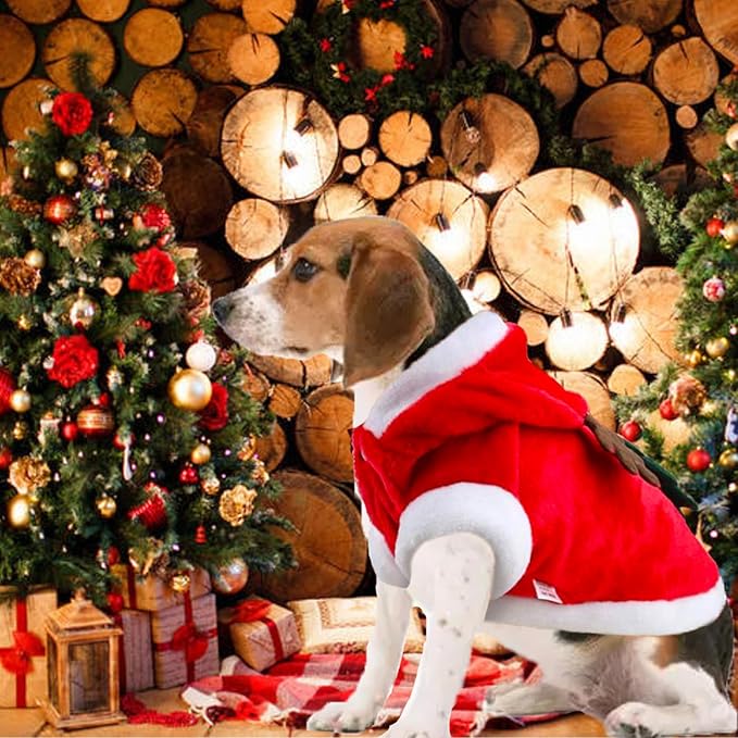 Dog Christmas Costumes, Pet Cold Weather Sweater Coat, Puppy Santa Claus Reindeer Outfit Winter Hoodie Warm Vest Clothes, Jumpsuit Apparel for Small Medium Dogs Cats Party Cosplay (Large)