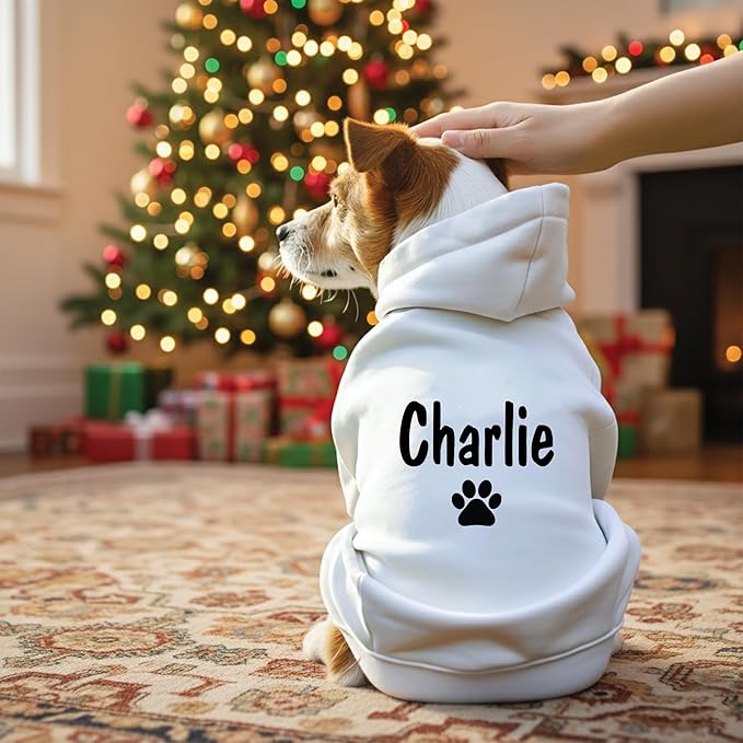 Personalized Name Dog Hoodie-Embroidered & Printed Puppy Sweater with Name/Text-Custom Pet Clothes Warm Winter Outfit for Dogs-Bright Puppy Sweatshirt-Pet Birthday Outfit-Gift for Dog Lovers