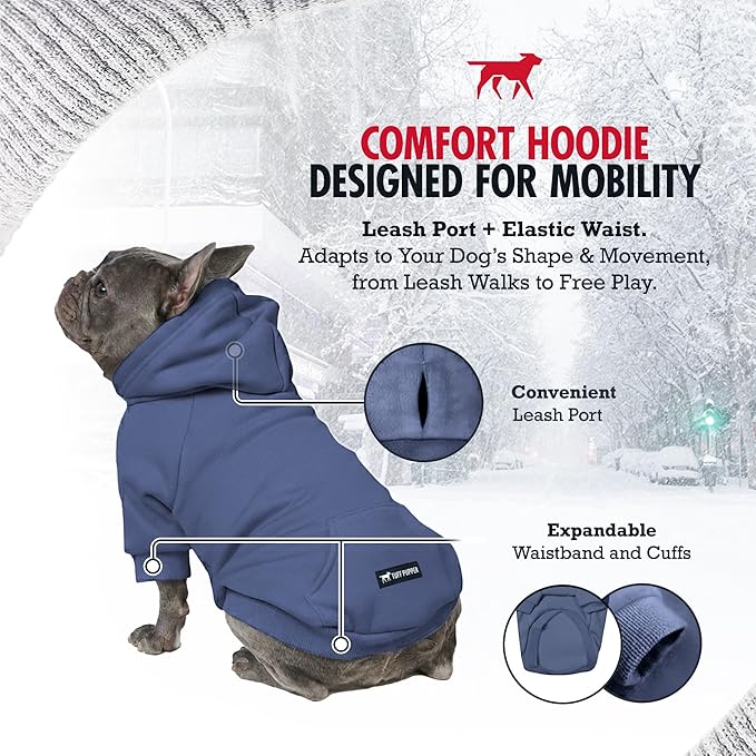 Tuff Pupper Dog Hoodie | Premium Quality Insulated Fabric | Ultra Soft Interior for Superior Comfort | Elastic Cuffs & Drawstring for Warmth | Stretch Fit Suitable for All Breeds (Blue, XXL)