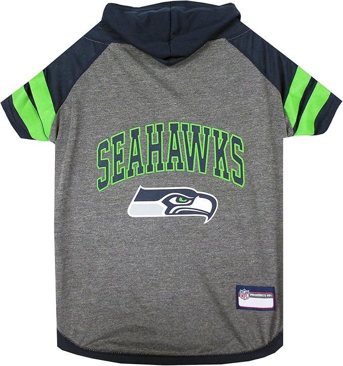 Pets First NFL Seattle Seahawks Hoodie for Dogs & Cats. | NFL Football Licensed Dog Hoody Tee Shirt, X-Small | Sports Hoody T-Shirt for Pets | Licensed Sporty Dog Shirt