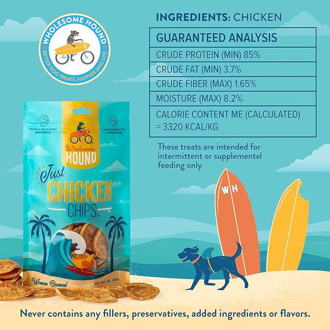 Chicken Chips – Single Ingredient Dog Treats, All Natural & Healthy Training Snacks for Small, Medium & Large Breeds, Puppies – High Protein, Made in USA 3oz