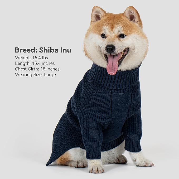 cyeollo 3XL Dog Sweaters for Large Dogs Boy, Stretchable & Cozy Warm Knit Doggy Sweater with Sleeves Turtleneck Fall Winter Cold Weather Big Dog Clothes Like Doberman Labrador, Navy XXXL
