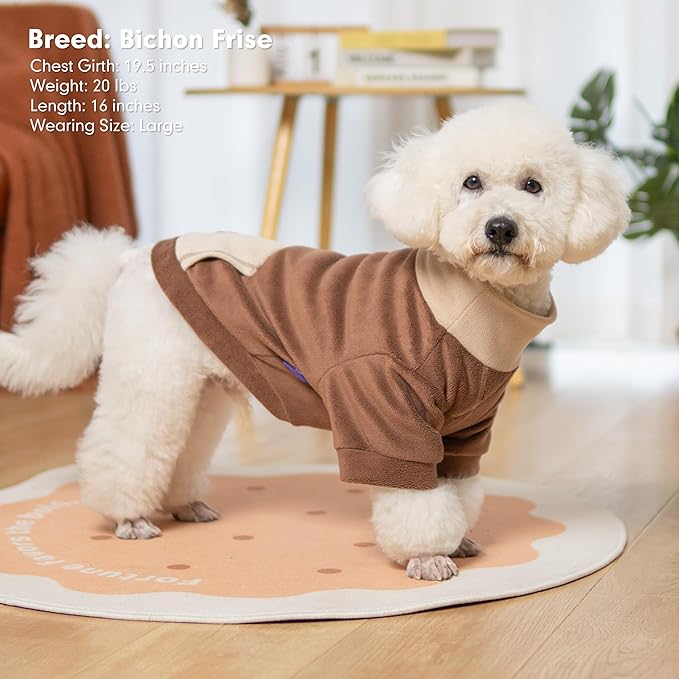 cyeollo Fleece Dog Sweaters for Large Dogs, Stretchy Soft Fleece Sweatshirt for Dogs Boy Girl Turtleneck Warm Winter Big Dog Pullover Clothes with Sleeves, Brown XXXL