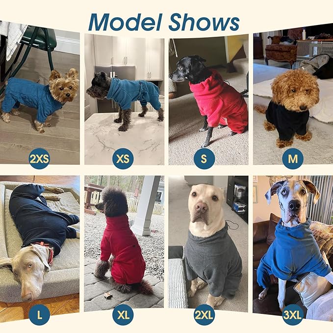 ROZKITCH Dog Fleece Pajamas, Pet Windproof Warm Cold Weather Jacket Vest Cozy Jumpsuit Apparel Outfit Clothes for Small Dog Walking Hiking Sleep Blue XS