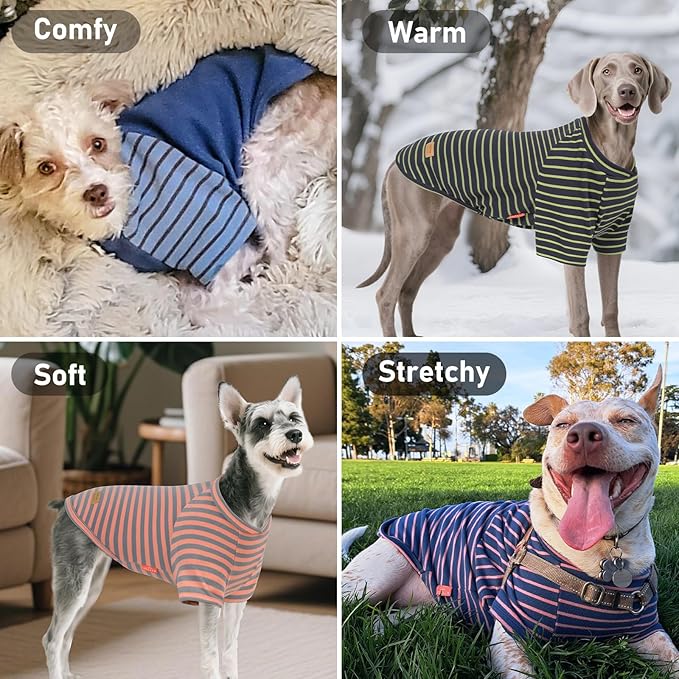 KYEESE 3Pack Dog Sweater, Soft Pet Sweatshirt Stretchy Pullover Dog Sweater for Small Medium Dogs Girl Boy, Fleece Lightweight Pet Shirt Clothes with Sleeves, XL