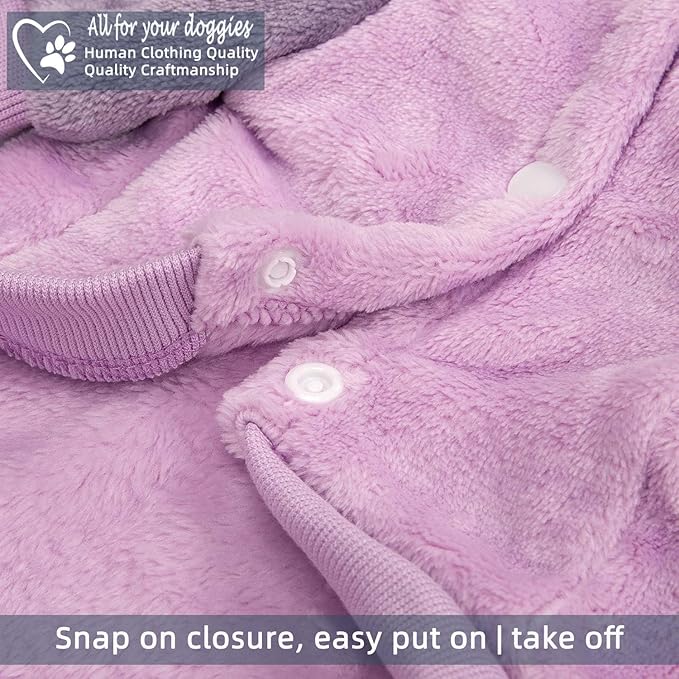 FabriCastle Dog Hoodie Sweater for Small Dogs Boy and Girl, Small Dog Clothes XS XXS Puppy Sweatshirt, Pet Outfit, Cat Clothing Super Soft Warm Snap On Closure (Lavender-Purple, X-Small)