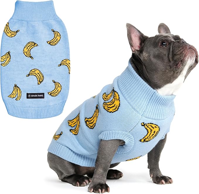 Spark Paws Knit Dog Sweater – Ultra Soft Warm Winter Dog Sweater for Small, Medium & Large Dogs – Stretch Fit Pet Sweater for French Bulldog, Pitbull, Girl & Boy Dogs Jacket, (Banana,L)