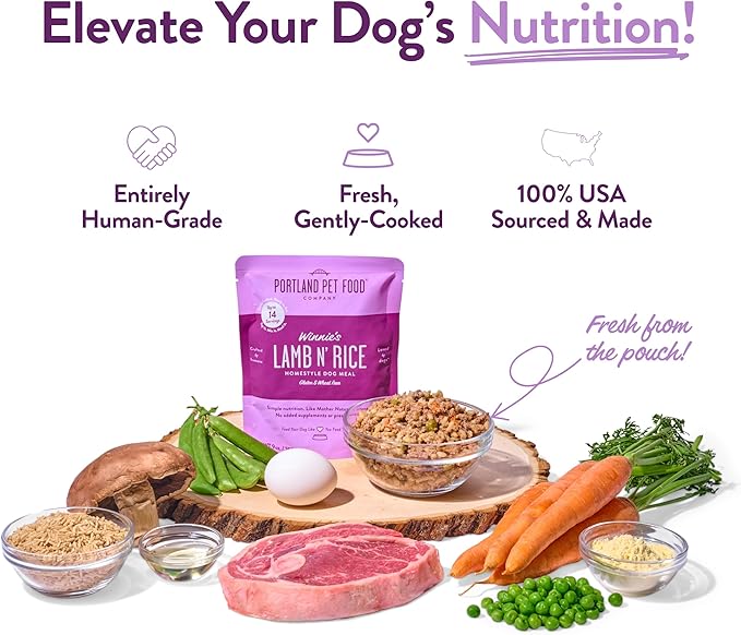 Portland Pet Food Company Fresh Dog Food Pouches - Human-Grade Topper Mix-Ins & Wet Pet Meals - Small & Large Breed Puppy & Senior Dogs - Gluten-Free Meal Toppers, Made in The USA - 6 Pack Variety