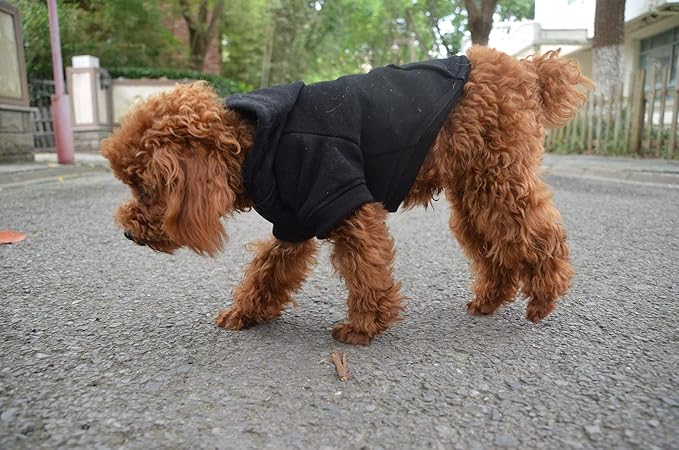 Lovelonglong Blank Basic Hoodie Sweatshirt for Dogs 100% Cotton Fits Small Medium Dachshund Large Dog Black M