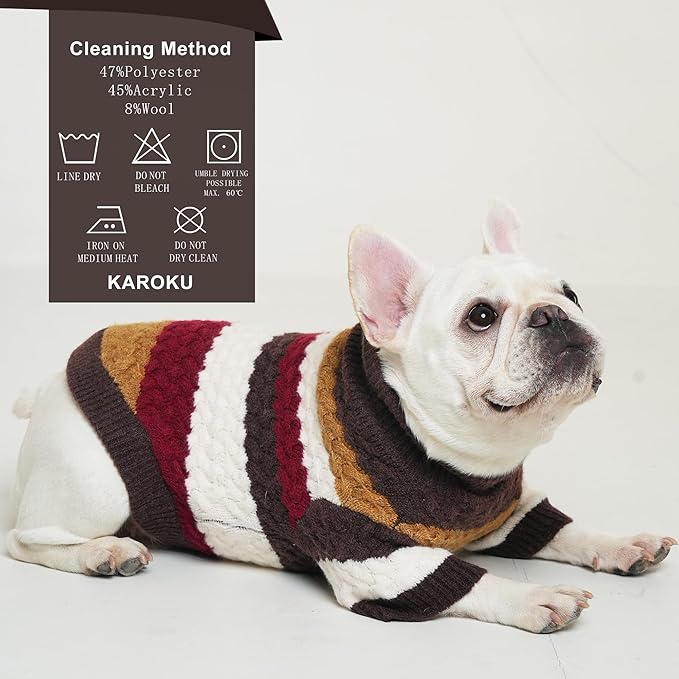 Dog Sweater, Pet Cable Knitted Turtleneck Sweater for Small Medium Dogs Boy Girl, Winter Dog Pullover Sweater with Legs, Classic Comfy Thick Outdoor Pet Clothes(Brown, Large)