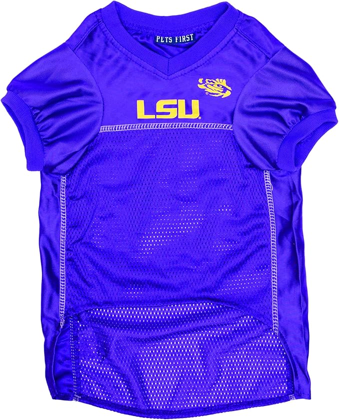 Pets First NCAA College LSU Tigers Mesh Jersey for DOGS & CATS, Small.Licensed Dog Jersey with your Favorite Football/Basketball College Team