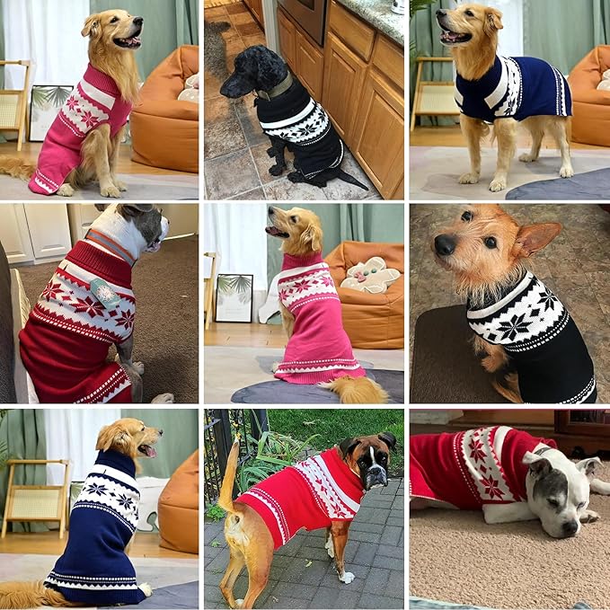 Mihachi Dog Sweater - Winter Coat Apparel Clothes with Colorful Stripes for Cold Weather, Pink S
