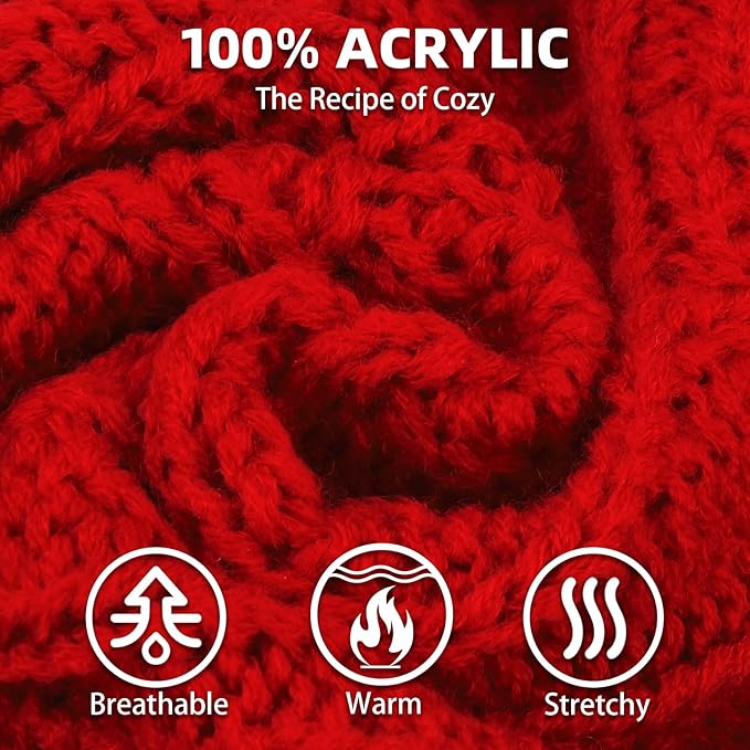 PUPTECK Dog Sweater, Turtleneck Warm Knitted Pullover Coat, Thick Cable Knitwear Clothes in Winter, Pet Apparel Outfits for Large Dogs, for Cold Weather Indoor & Outdoor, Red L