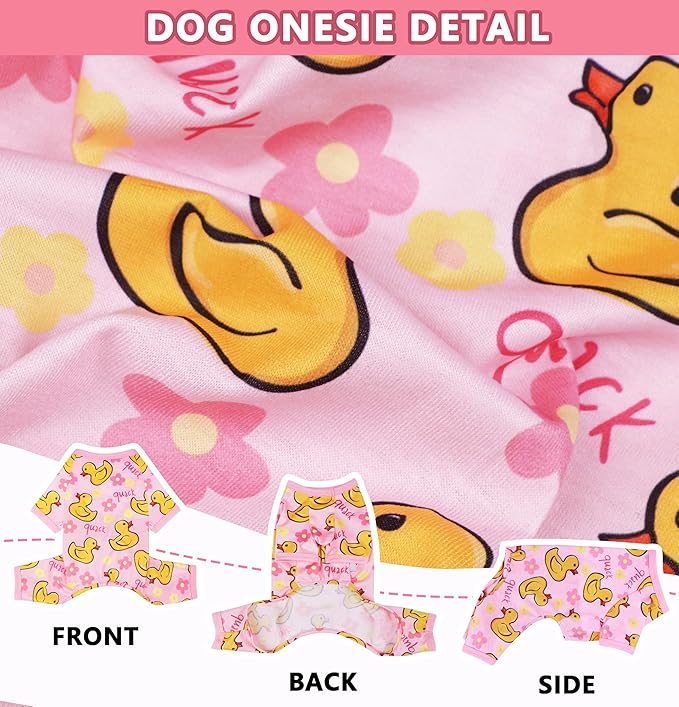 Dog Pajamas Summer Dog Clothes for Small Medium Dogs Boy Girl Doggie Pjs Cute Doggy Onesie Breathable Puppy Clothes Soft Stretchy Cat Pet Outfit (Duck, Medium)