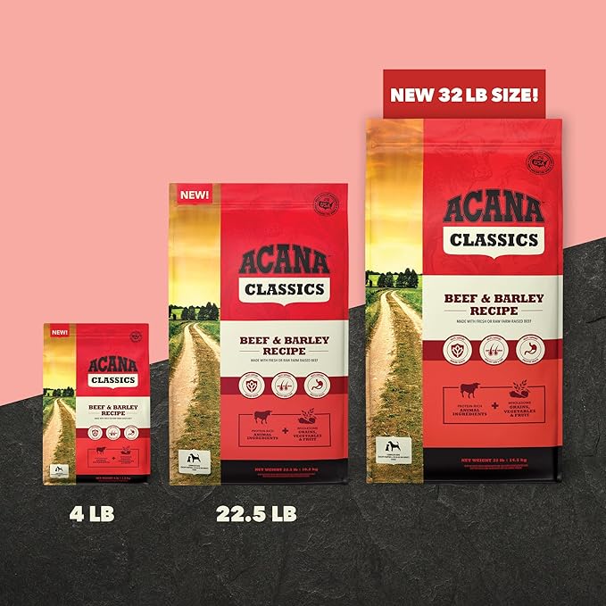 ACANA Classics Dry Dog Food Beef and Barley Recipe 32lb Bag