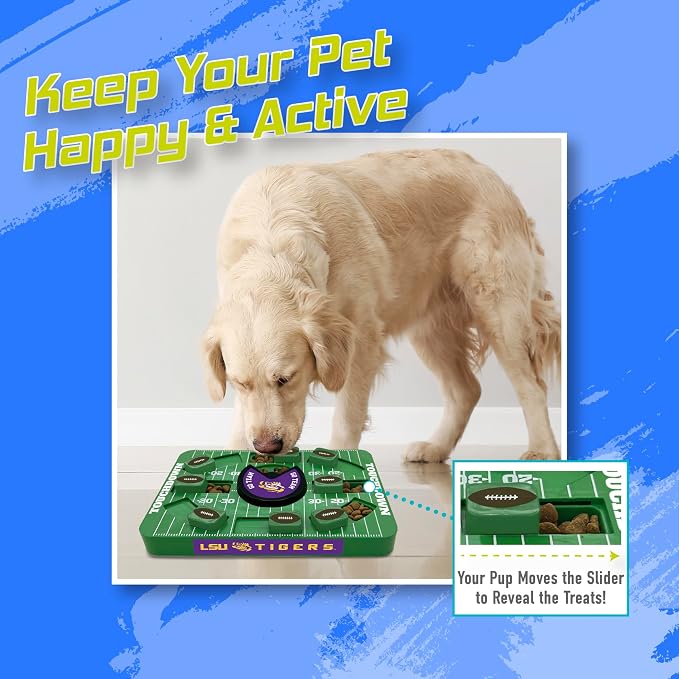 Pets First NCAA LSU Large Puzzle Toy, Interactive Treat Toy for Dogs, New Size, Slow Feeding Toy