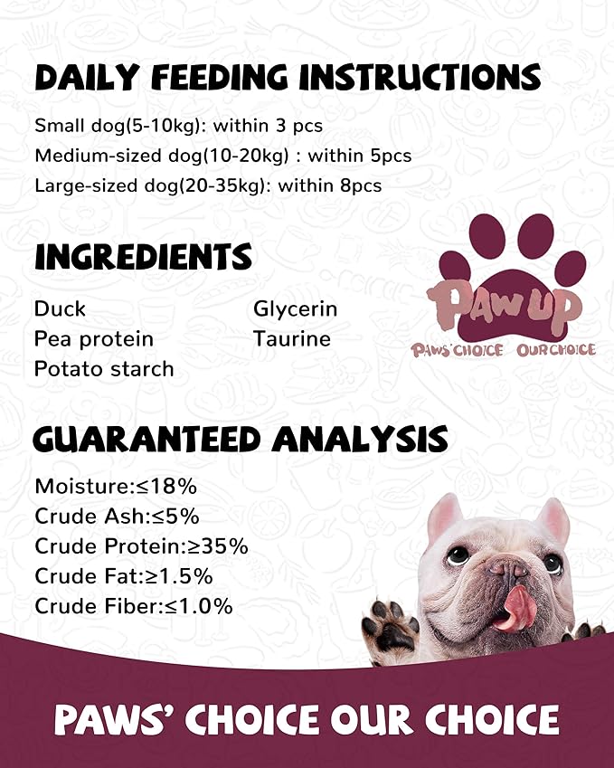 PAWUP Duck Jerky Strips Dog Treats, Training Treats for Dogs w/Taurine, Low Fat, Natural Duck Jerky Cuts for Small Dog, 12.5 oz