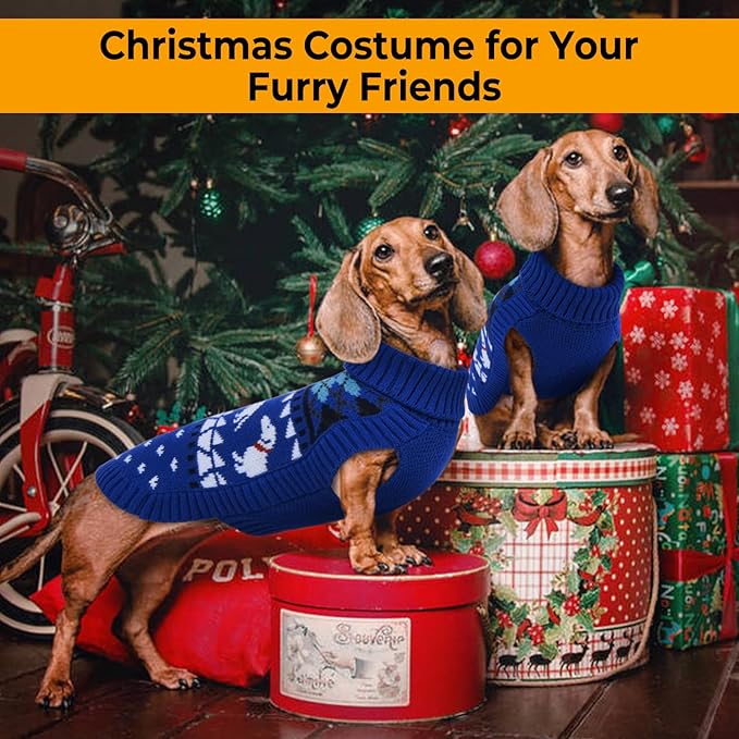 Lelepet Dachshund Sweater, Turtleneck Dog Sweaters for Small Dogs, Warm Pullover Knitted Pet Coat, Cold Weather Dachshund Clothes, Fall/Winter Cozy Outfit (XS-XL)
