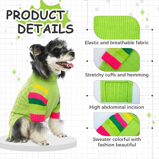 Dog Sweater Warm, Comfy Thick Sweaters for Large Size Dogs Girls Boys, Dog Christmas Sweaters Winter, Turtleneck Knit Sweater for Extra Large Dogs Boxer, Great Dane (Green XXXXL)