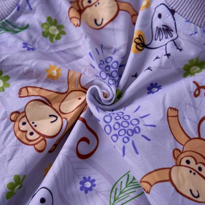 PetWarm Recovery Suit for Dogs, Dog Surgical Recovery Suit Female and Male, Dog Onesie for Surgery, Anti-Licking Dog Surgery Recovery Suit, Monkey Pattern, Grey, 2XL