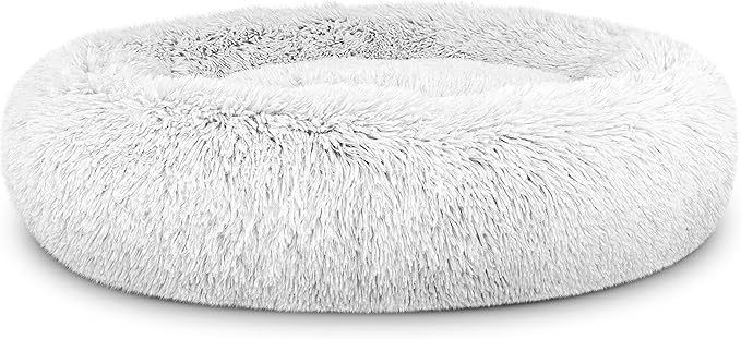 The Dog’s Bed Sound Sleep Donut Dog Bed, Medium Ice White Fur Calming Nest Bed, Veterinary Approved