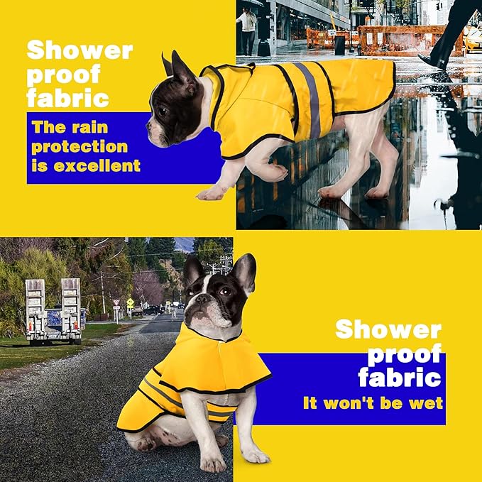 Paiaite Dog Raincoat: Hooded Slicker Poncho, Durable Waterproof Jacket with Reflective Stripes for Safety, Convenient Leash Hole Adjustable Fit, Perfect for Small, Medium Large Dogs Blue Camo M