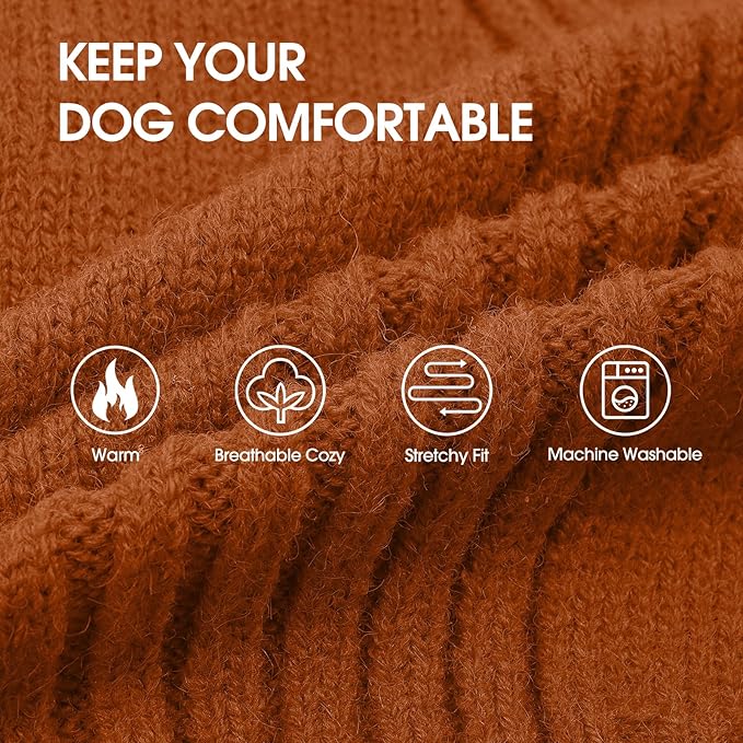 IECOii XXL Dog Sweater,Thermal Knit Big Dog Sweater with Sleeve,Pet Turtleneck Doggy Sweatshirt for Extra Large Dogs Boy Girl,Stretchy Large Dogs Cold Weather Outfit Pitbull Clothes,(Caramel,XXL)