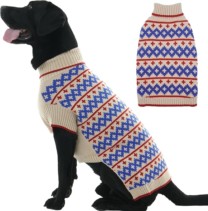 3X-Large Dog Sweater, Stretchy Turtleneck Knitted Sweaters for Large Dogs Male Female, Keep Warm in Cold Winter & Easy to Put on Doberman Sweater, Christmas Pet Clothes Outfit, Apricot XXXL
