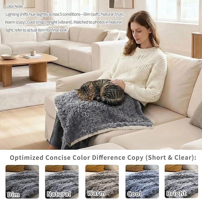 Cat Blanket for Indoor Cats Ultra-Soft Plush Small Blanket Machine Washable Cozy Calming for Kittens Cats Bed Couch Car 21"x18" White