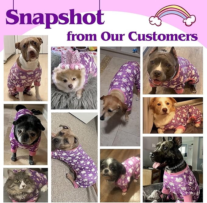 KYEESE Dog Pajamas Stretchy Pet Jammies Coat Comfy Pet Onesie Costume Velvet Dog Pajamas Small Sized Dogs Soft Dogs Clothes Pjs with Unicorn Pattern, Large