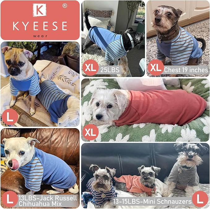 KYEESE 3Pack Dog Sweater, Soft Pet Sweatshirt Stretchy Pullover Dog Sweater for Small Medium Dogs Girl Boy, Fleece Lightweight Pet Shirt Clothes with Sleeves, XL