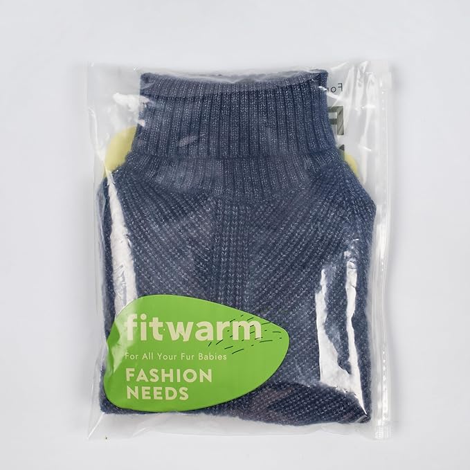 Fitwarm Turtleneck Knit Dog Sweater, Thermal Dog Winter Clothes for Small Dogs Boy Girl, Cozy Sweaters for Dogs, Doggy Pullover Jumper, Pet Outfit, Heather Navy Blue, Small
