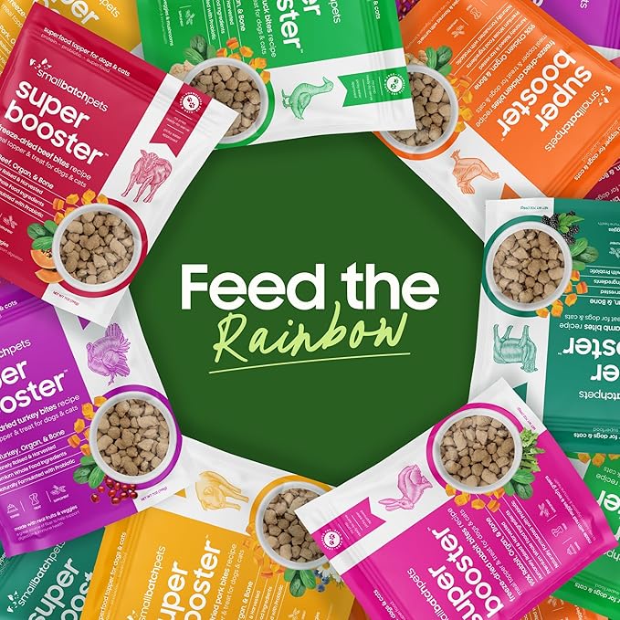 smallbatch Freeze Dried Dog Treats, Superfood Food Topper Chicken Bites for Dogs & Cats, Probiotics, Organic Ingredients, High Protein, Grain Free Healthy Treat Food Topper, Made in The USA, 7 oz Bag