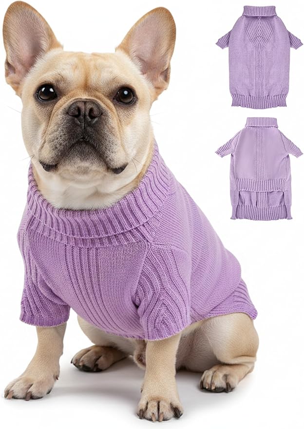 Dog Sweaters for Small Medium Large Dog, Classic Turtleneck Pet Clothes Warm Thermal Doggy Winter Coat, Thick Double Knitting Collar Pullover Cold Weather Puppy Jacket for Indoor & Outdoor Wear