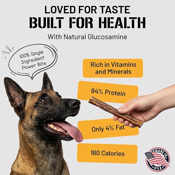 Dog Chits 6 inch Bully Sticks for Dogs & Puppies - 100% Beef Pizzle, High Protein, Low Fat Dog Chew Sticks - Baked, Low-Odor – Long-Lasting Chew, Keep Dogs Engaged & Happy - Made in USA - 12 Pack
