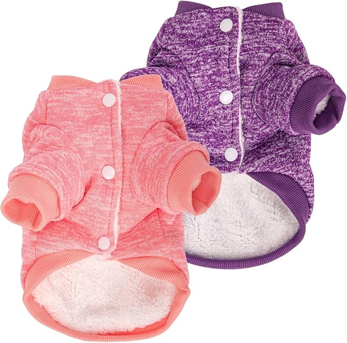 Dog Sweater, Dog Sweaters for Small Dogs, 2, 3 Pack Warm Soft Pet Clothes for Puppy, Medium Large Cat, Dogs Girl or Boy, Dog Shirt for Winter Christmas (Coat Pink+Purple, Large)