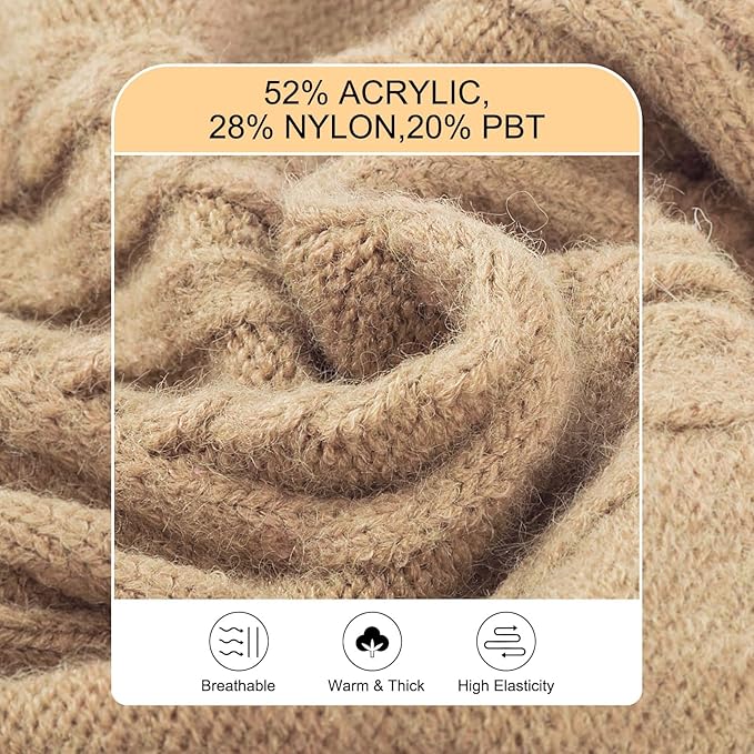 BEAUTYZOO Small Dog Sweater Female Male, Fleece Dog Winter Sweater for Medium Girl Boy Dogs, Pink Warm Cute Puppy Pullover Sweater, Thick Turtleneck Pet Cold Weather Clothes Cable Knitwear, Khaki SM